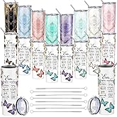 Patelai 8 Set Valentine Spanish Christian Gift Tumbler Bulk Mother Day Gift 20oz Butterfly Marble Tumbler Bible Verse Religious Thank You for Women Coworker Staff Church Nurse Easter Employee