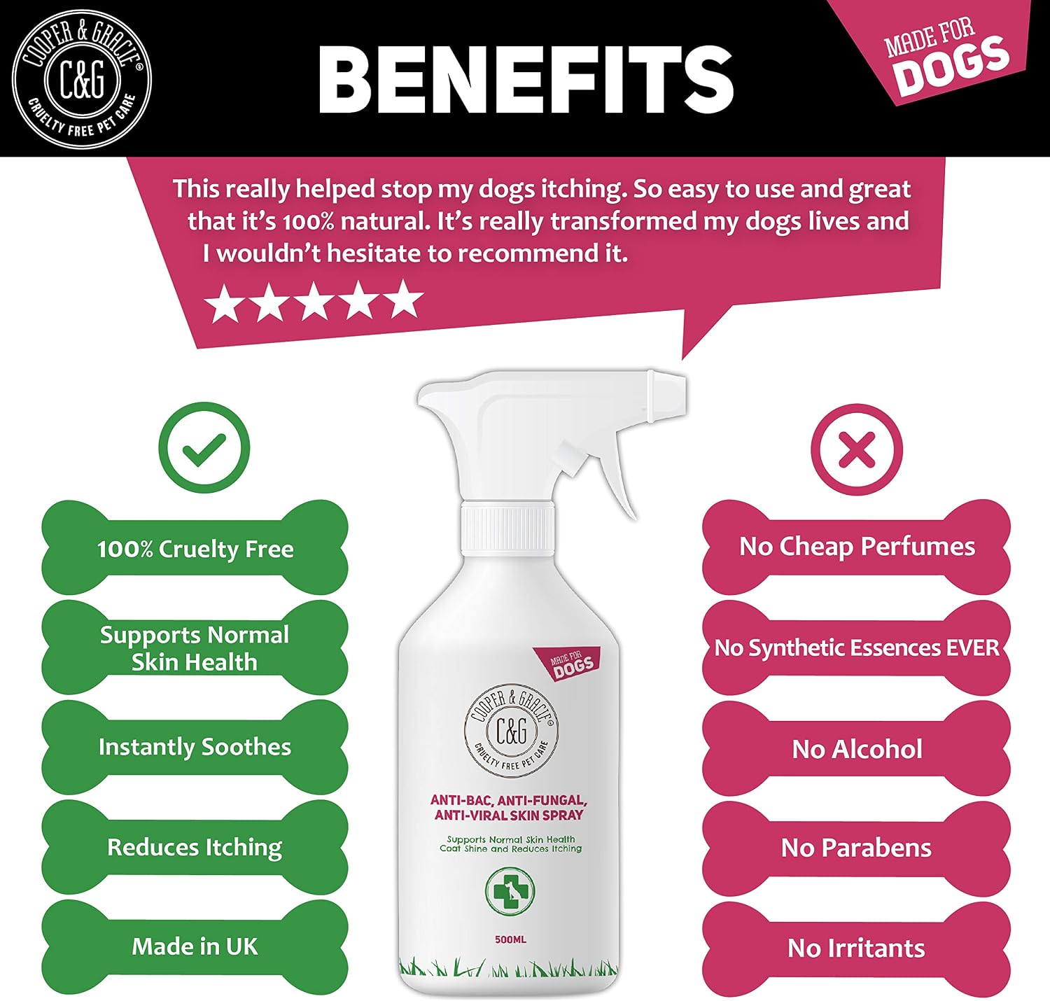 Dog Itch Relief Spray 500ML, Antibacterial Antifungal & Antiviral Fast Absorbing Antiseptic Skin Treatment for Dogs - Image 5