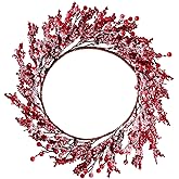 MOIAVAN 14" Christmas Wreath Red Frosted Berry Wreath for Front Door Window Wall Christmas Winter Holiday Home Decor