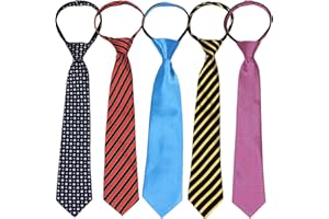 kilofly Pre-tied Adjustable Zipper Tie Kids Boys Baby Necktie Value Set of 5