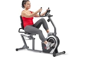 Sunny Health & Fitness Heavy-Duty Recumbent Smart Bike, Wide Cushioned Seat & Back, Cycling Workout Machine, Bicycle Exercise for Adult/Seniors at Home, Free Exclusive SunnyFit App Bluetooth Link