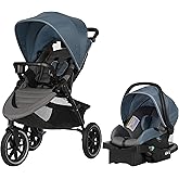 Evenflo Folio3 Stroll and Jog Travel System with LiteMax 35 Infant Car Seat (Skyline Blue)