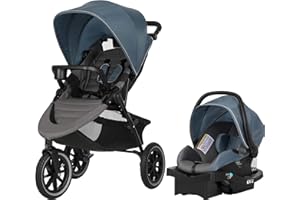 Evenflo Folio 3 Stroll and Jog Travel System with LiteMax 35 Infant Car Seat (Skyline Blue)