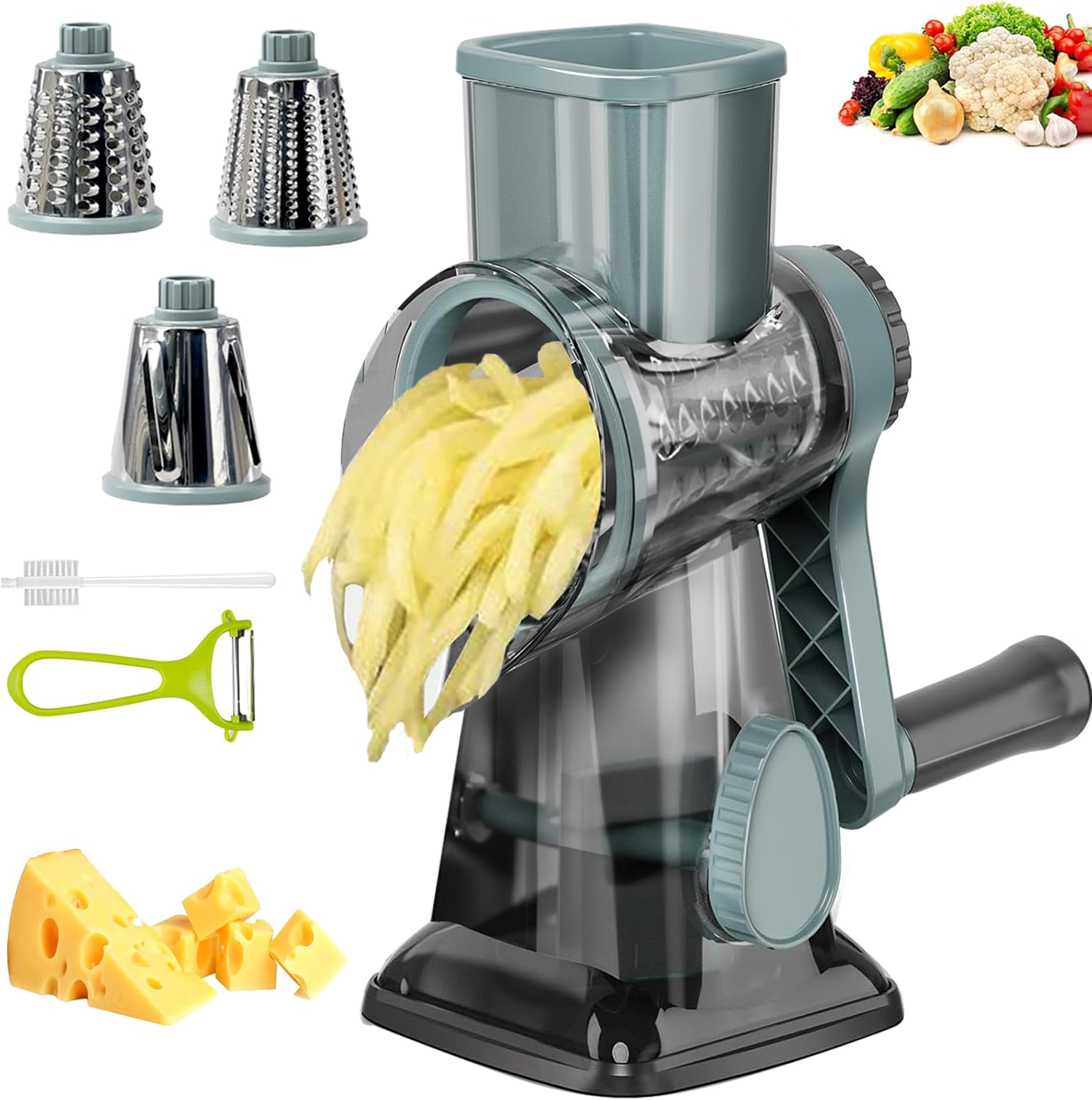 Photo 1 of ***(PARTS ONLY/ NON FUNCTIONAL)***Eleko Meyar Cheese Grater with Handle, Multifunctional Manual Rotary Cheese Grater - Cheese Shredder Easily Chop Carrots, Potatoes, Vegetables and Fruits and Easy to Clean(blue)