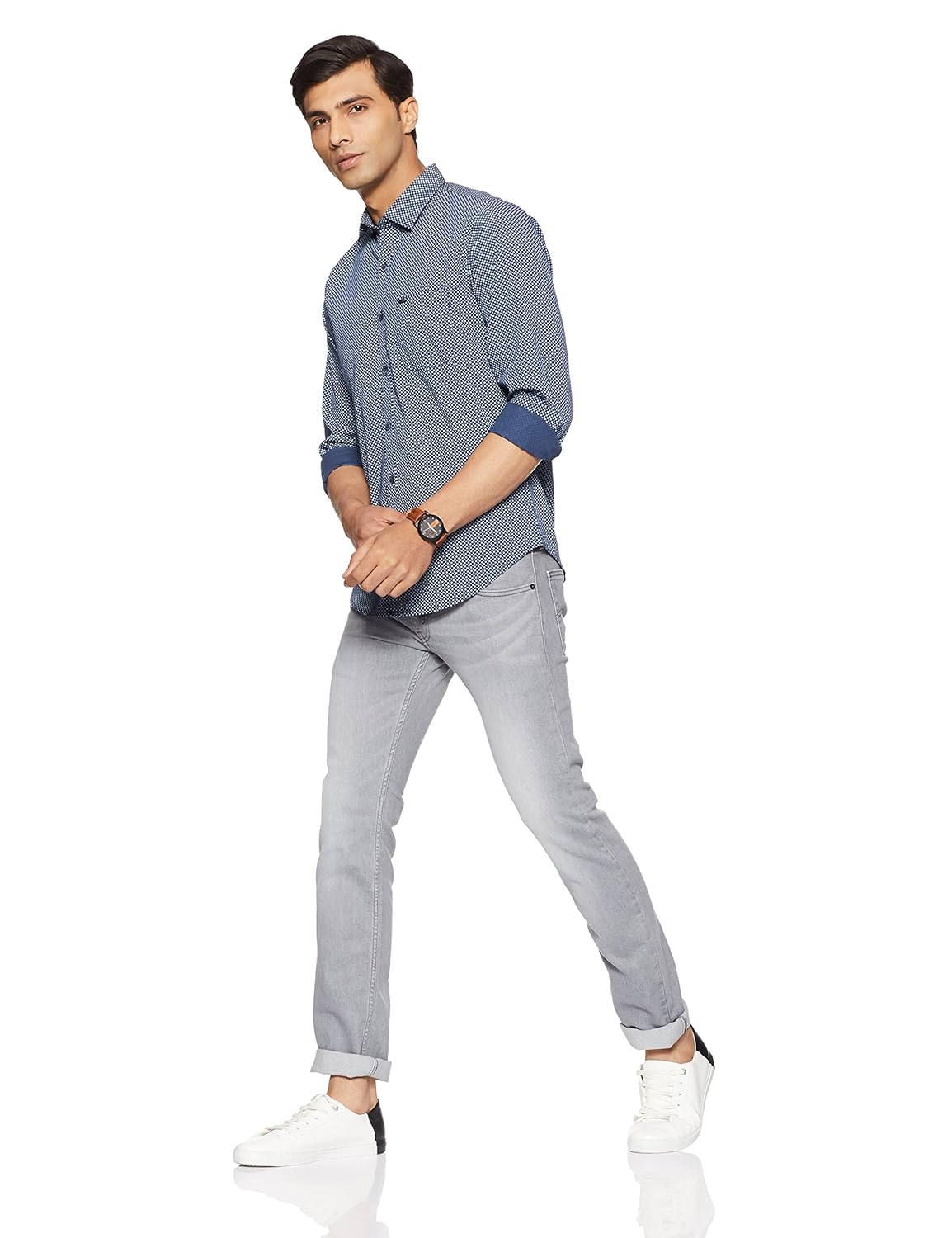 peter england men's printed slim fit cotton casual shirt