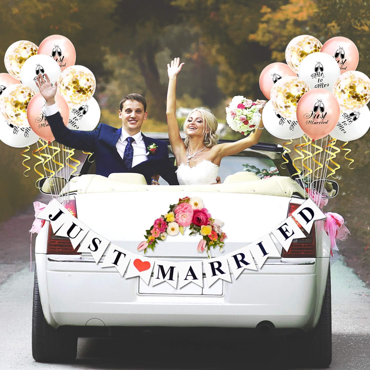 Amazon Com Keaparty Just Married Car Decorations Just Married
