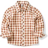 OCHENTA Boys Plaid Button Down Shirt Long Sleeve Gingham School Uniform Tops for Little/Big Kids