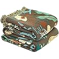 Boho Throw Blanket for Bed - 100% Cotton Ultra Soft Rustic Quilt Fall Blanket - Forest Tiger Printed Farmhouse Decor Bed Blankets,60"×80" All Season Rustic Throw for Sofa Couch Chair