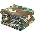 Boho Throw Blanket for Bed - 100% Cotton Ultra Soft Rustic Quilt Summer Blanket - Forest Tiger Printed Farmhouse Decor Bed Bl