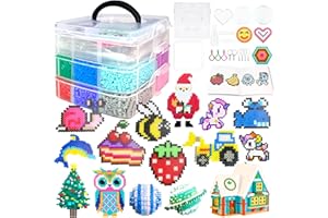 AJAZPER Fuse Beads Kit for Kids - 11000 Beads, 20 Colors, 5mm Craft Kit with Storage Box, Pegboards & Accessories, Arts & Crafts Set for Girls & Boys, DIY Creative Birthday & Christmas Gifts