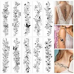 Konsait 10 Sheets Realistic Temporary Tattoos for