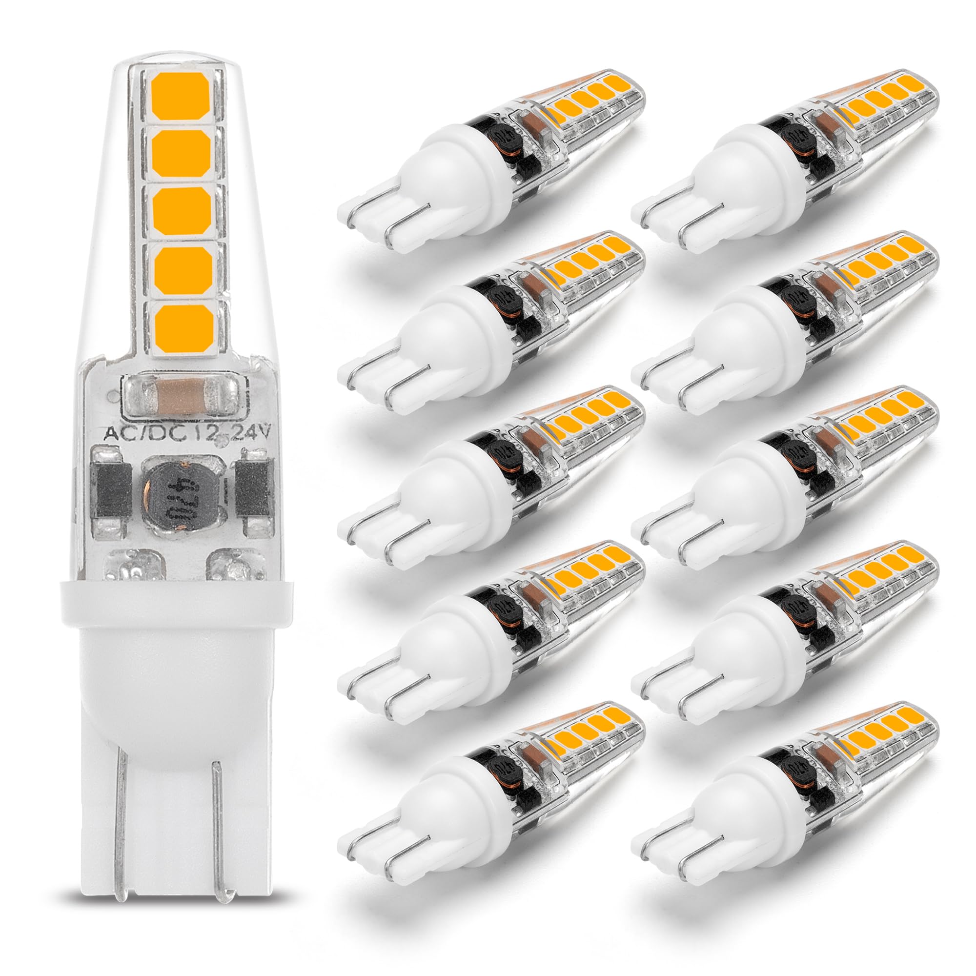 Photo 1 of 12 Volt Low Voltage Wedge Base Led Landscape Bulbs T5 T10 3W 300lm,T5 Malibu Path Garden Light Bulbs,921 922 912 194 168 T10 RV Camper Trailer Motorhome Marine Boat Dome Light,2700K Warm White,10 Pack
