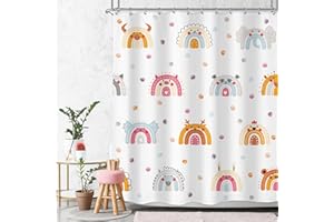 Ufeela Kids Rainbow Shower Curtain Funny Cute Cartoon Animal Colorful Polka Dot Watercolor Lovely Boys Girls Toddler Nursery 60Wx72L Inch Bathroom Set Bath Curtain Bathtub Accessories Home Decor