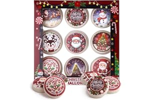 SWEETZO Christmas Marshmallow Toppers, Perfect for Hot Cocoa Toppings or Dessert Decorating Candy, Assorted Holiday Designs (9 Count)