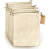 LEAFICO Organic Cotton Produce Bags - Medium 8x10 Inch (12 Bags) - Reusable Muslin Storage Bags with Drawstrings - Biodegradable Canvas Fabric - Perfect for Snacks, Clothes