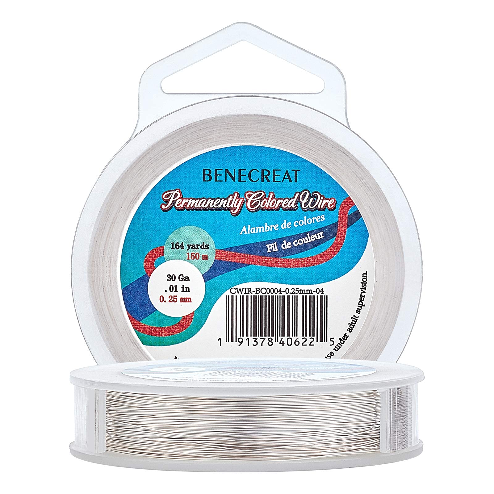 BENECREAT 0.25mm(30Gauge) Tarnish Resistant Copper Wire 150m Silver Jewelry Beading Wire for Crafts Beading Jewelry Making
