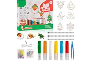 DAYI DIY Crystal Paint Arts and Craft Set — Window Art for Kids, DIY Christmas Ornaments, Crystal Pendant Kit, Create Your Suncatcher Ornaments Stained Glass Kit, DIY Crystal Pendant Kit for Kids Age 3+
