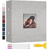 Zesthouse Photo Album Self Adhesive with Picture Display Window, 3-Ring Scrapbook Albums 60 Pages Holds 8x10 5x7 4x6 Photos, DIY Photo Book Ideal Gift for Family Wedding Baby