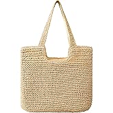 Pleneal Straw Beach Bags for Women - Women Beach Handmade Woven Tote Bag, Summer Mesh Hollow Shoulder Bag for Holiday