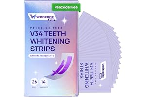 Whitebite Pro Purple Teeth Whitening Strips, 28 Strips (14 Treatments), Enamel-Safe, with Pap, V34 Color Corrector, Hydroxyapatite for Enamel Care, Non-Slip Design