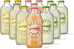 Betty Buzz Premium Sparkling Soda Citrus Variety Pack (12 pack), Sparkling Grapefruit, Sparkling Lemon Lime, Meyer Lemon Club Soda | Real Juice, Natural Flavors, Only Clean Ingredients