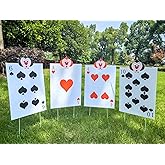 4pcs Queen's Soldiers Big Cards Yard Signs 22.9"*14"with Stakes Alice Party Decorations Queen of Hearts Accessories AliceThemed Party Decor Large Lawn Garden Sign Indoor Outdoor