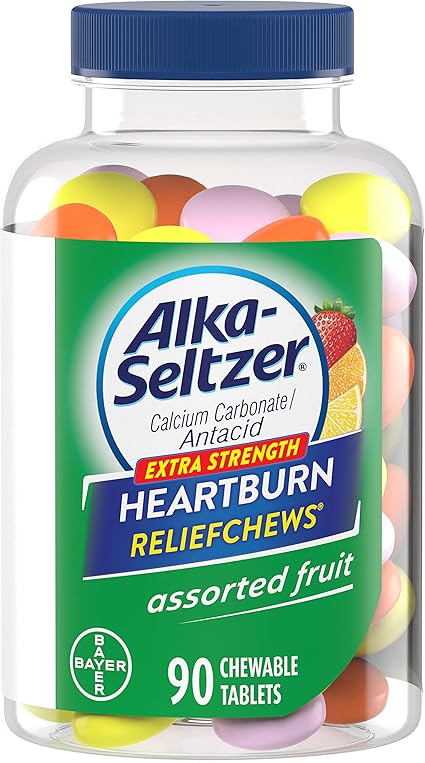 Amazon Com Alka Seltzer Extra Strength Heartburn Reliefchews alka seltzer extra strength heartburn reliefchews relief of heartburn acid indigestion and sour stomach assorted lemon orange strawberry flavors