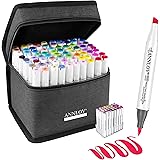 80 Colors Alcohol Brush Markers Set with Stand,ANNLOV Brush & Chisel Double Tip Sketch Art Marker for Kids Drawing Artist Ske