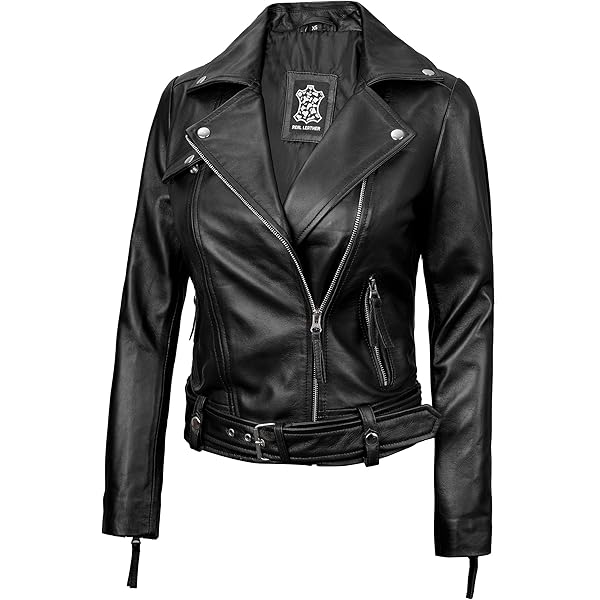 JILDISH Real Leather Jacket Women Classic Motorcycle Style