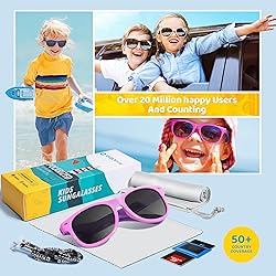 RIVBOS Kids Sunglasses for Girls Boys with Strap