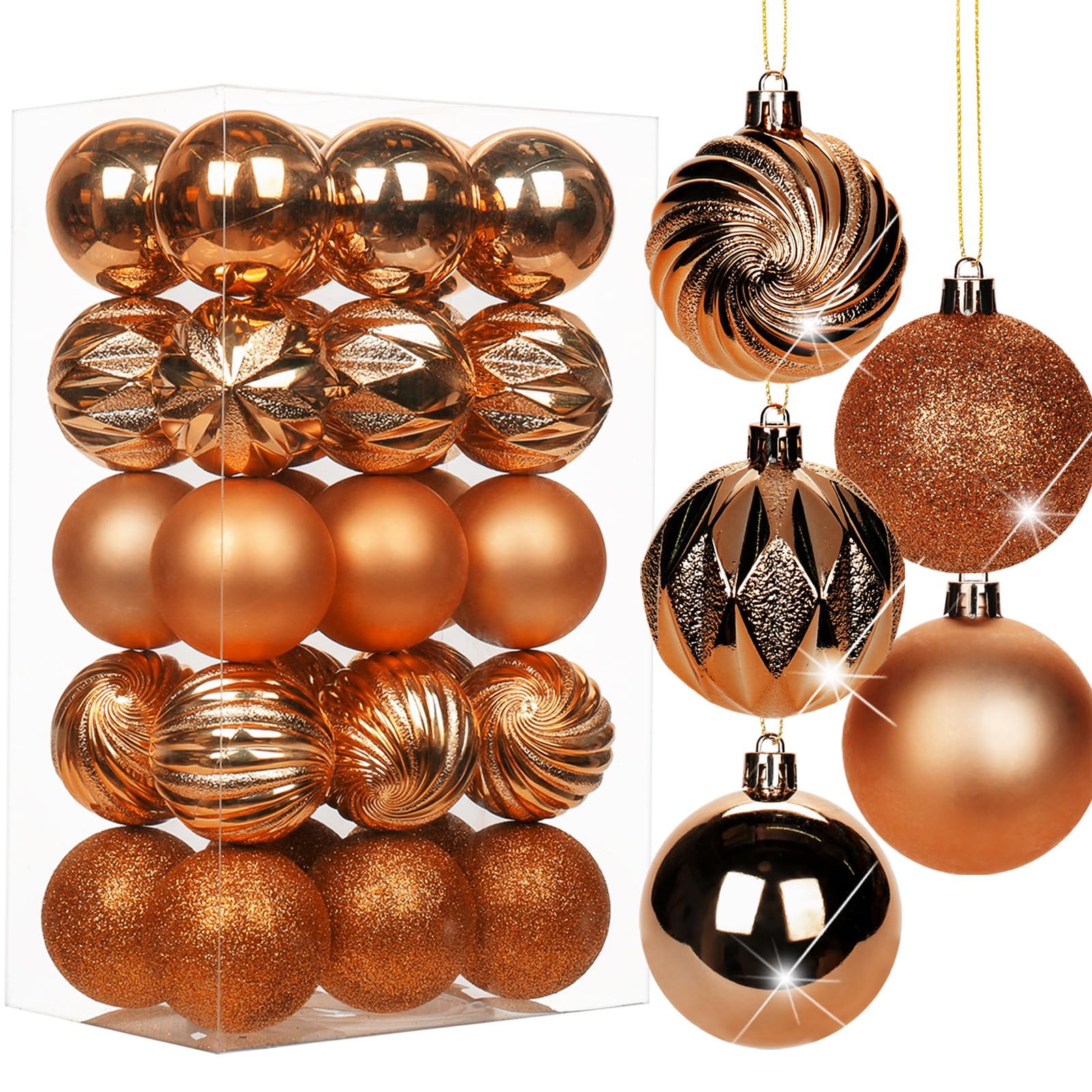 Photo 1 of 2.36" Orange Christmas Ornaments for Christmas Tree 30 Pcs Small Shatterproof Balls Christmas Tree Decorations Xmas Ornaments Balls with Hanging Loop for Wedding Holiday Party Wreath Home Decor