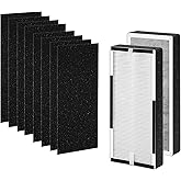 Prestivair HP100 Replacement Filter Compatible with Hunter Type HP100 and HT100 Air Purifie, Part#H-HF100-VP&H-PF100, 2 HEPA and 8 Activated Carbon Pre-Filters