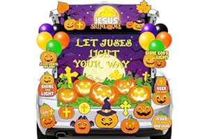 SEALMIC Halloween Trunk or Treat Car Decorations Kit Christian Religious Jesus Pumpkin Car Church trunk or treat decorations for SUV Religious for Outdoor Halloween Party Supplies Car Archway Garage Decor