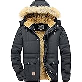 MAGNIVIT Men's Winter Jacket Fleece Lined Windproof Water-Repellent Thicken Parka Warm Full Zip Coat with Hood