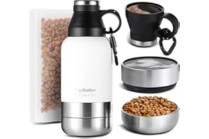 KOALA PAL 32oz Portable Dog Water Bottle w/Dog Bowls, Dog Travel Water Bottle + Travel Dog Bowls, Dog Water Bowl Dispenser, Dog Travel Bowl, Travel Accessories for Dogs (Star White, 32 OZ)