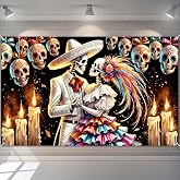 BlissYard Day of the Dead Banner Couple Sugar Decorationsations 71 x 43 Inch
