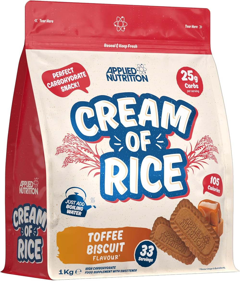 Applied Nutrition Cream of Rice High Carbohydrate 1kg Toffee Biscuit