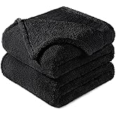 Exclusivo Mezcla King Size Blanket for Bed, Super Soft Velvet Plush Fleece Blankets, Fuzzy Cozy and Warm for Winter, 90x104 Inches, Black