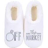 Snoozies Pairable Slipper Socks - Funny House Slippers for Women, Non-Slip Fuzzy Slipper Socks - Off The Market - Small