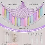 MHJY Toy Hammock Storage Net with LED Light Large Wall Hanging Organizer view 6