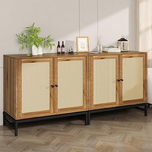 AWQM 2PCS Sideboard Buffet with Storage,Rattan Storage