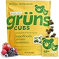 Gruns Kids Super Greens Gummies, Sugar-Free - Superfood Gummy Bears with Spirulina, Chlorella & Prebiotics for Digestive Health - Adaptogens Supplement with 20 Vitamins & Minerals - 1 Month Supply