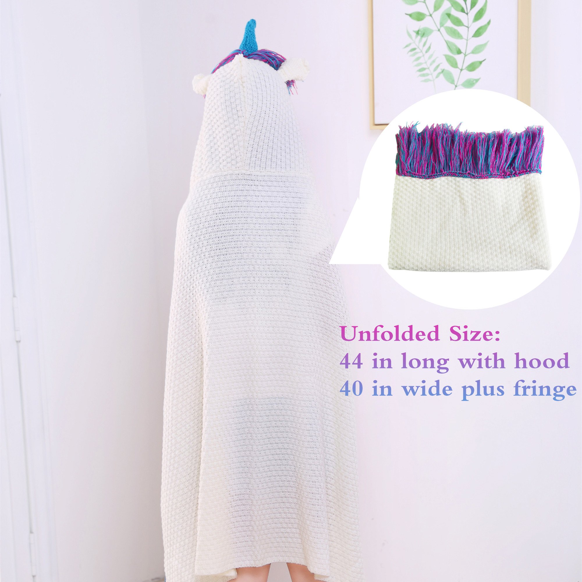 DDMY Unicorn Blanket Handmade Crochet Knitting Blankets For Kids Teens Adult, Soft Seasons Sleeping Blanket, Magic Hooded Cloak, Toddlers Knitted Hoodie