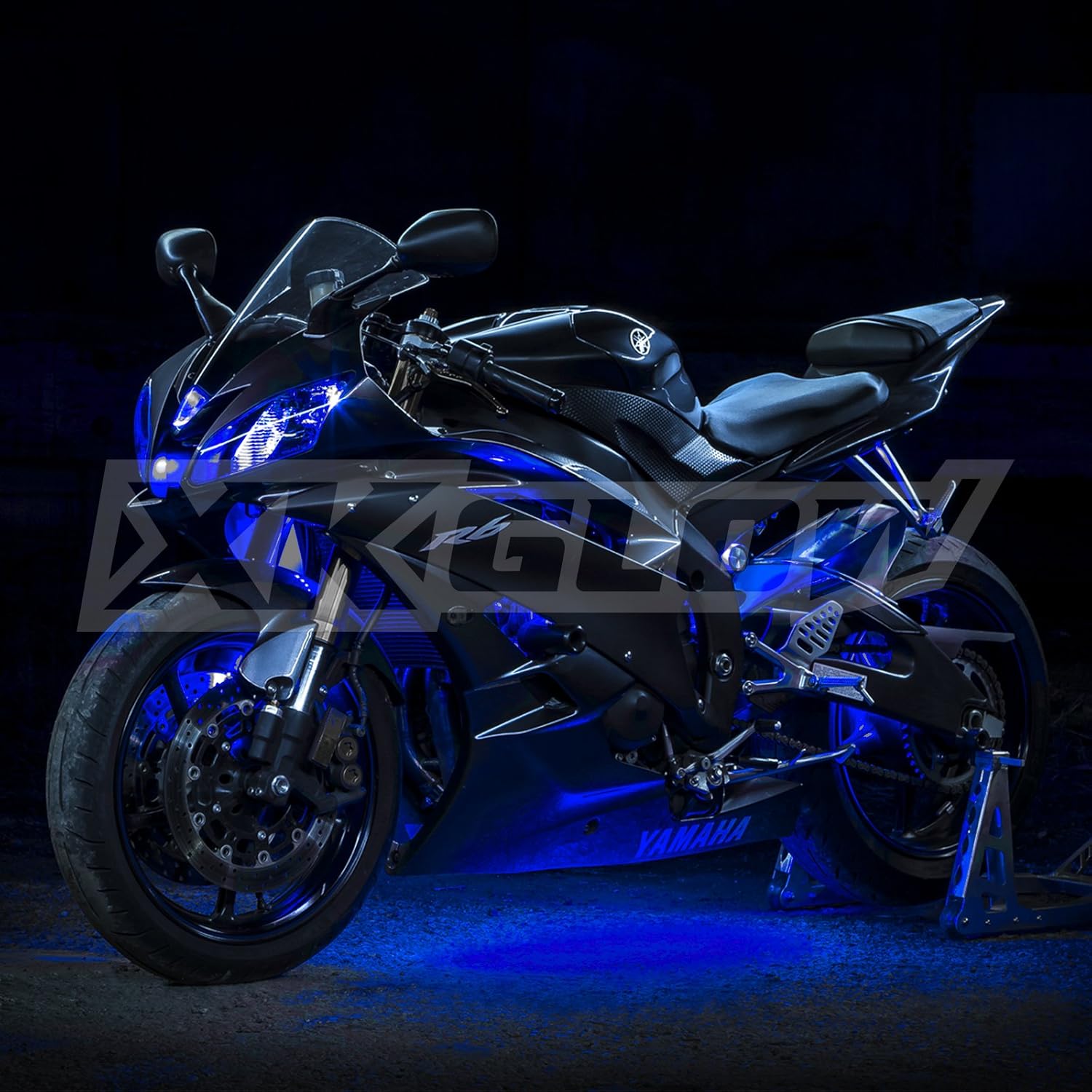 2nd Gen Single Color BLUE 8 POD 2 STRIP 60 LED Universal Motorcycle Accent Neon Underglow Light Kit: Automotive