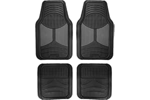 FH Group Automotive Floor Mats - Heavy-Duty Monster Eye Floor Mats for Cars, Universal Fit Full Set, Climaproof Floor Mats, Trimmable Floor Mats for Most Sedan, SUV, Truck Floor Mats Rubber Gray