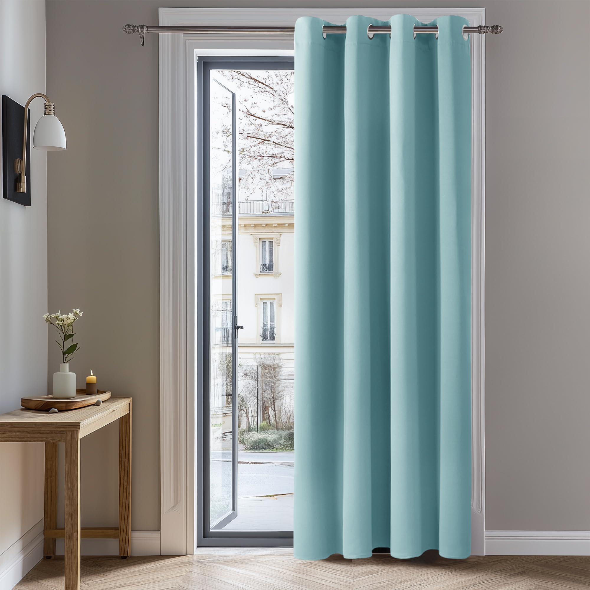 Deconovo Eyelet 108 Inch Drop Curtain Window Treatment Thermal Insulated Eyelet Curtain Blackout Curtain for Living Room 52"x 108" Sky Blue 1 PANEL