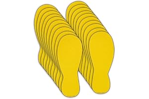 TRADESAFE Footprint Cutouts Anti-Slip Floor Stickers - 10 Pairs Foot Placement Stickers, Peel and Stick Adhesive Vinyl Foot Print Decals, ANSI-Compliant, 10 Inches Size