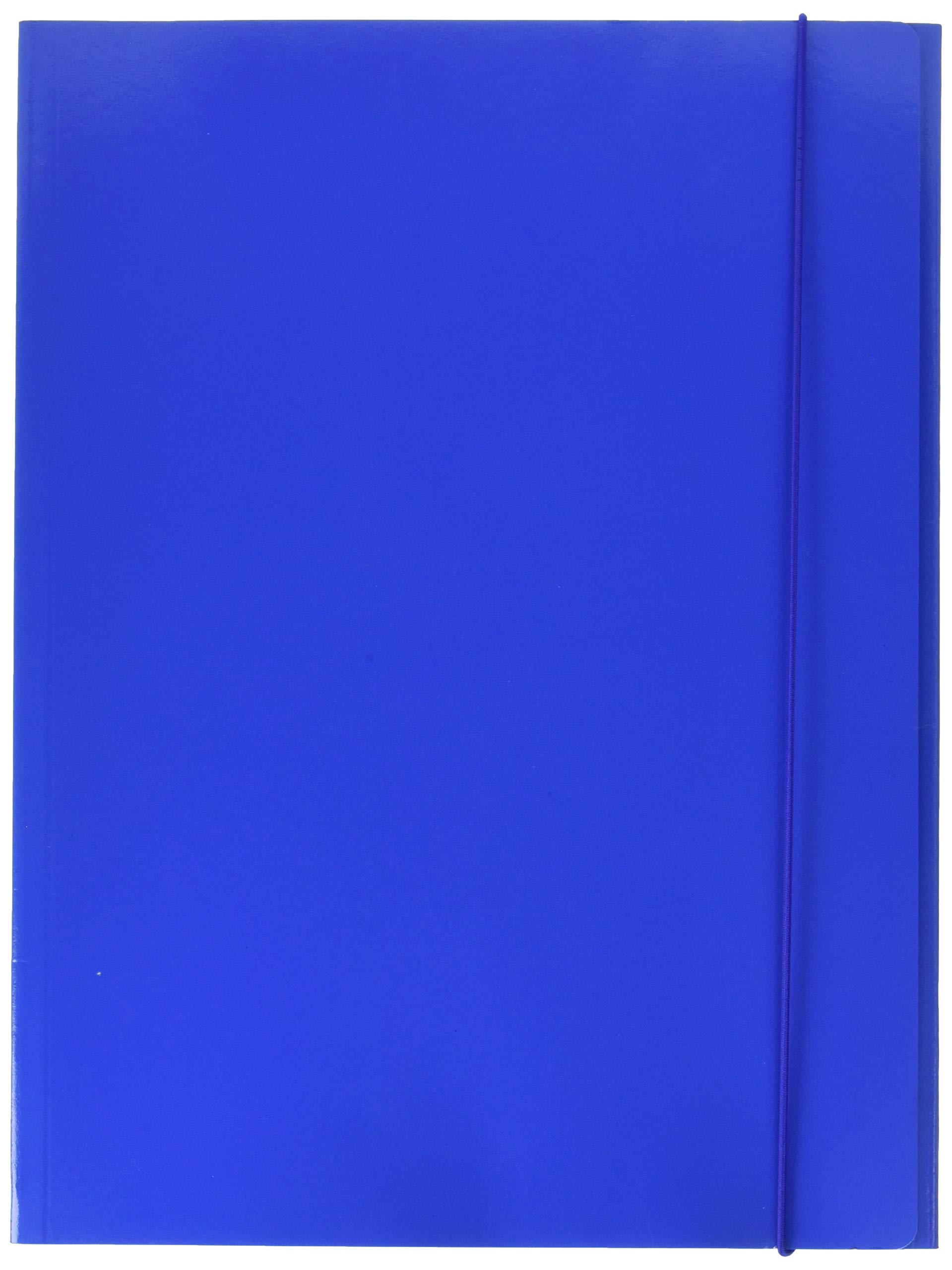 ESSELTE 390341050 3 Flap Folder, Capacity 150 Sheets, Format 25x35, Round Elastic Closure, Presspan, Pack of 5, Blue, Linear, 390341050