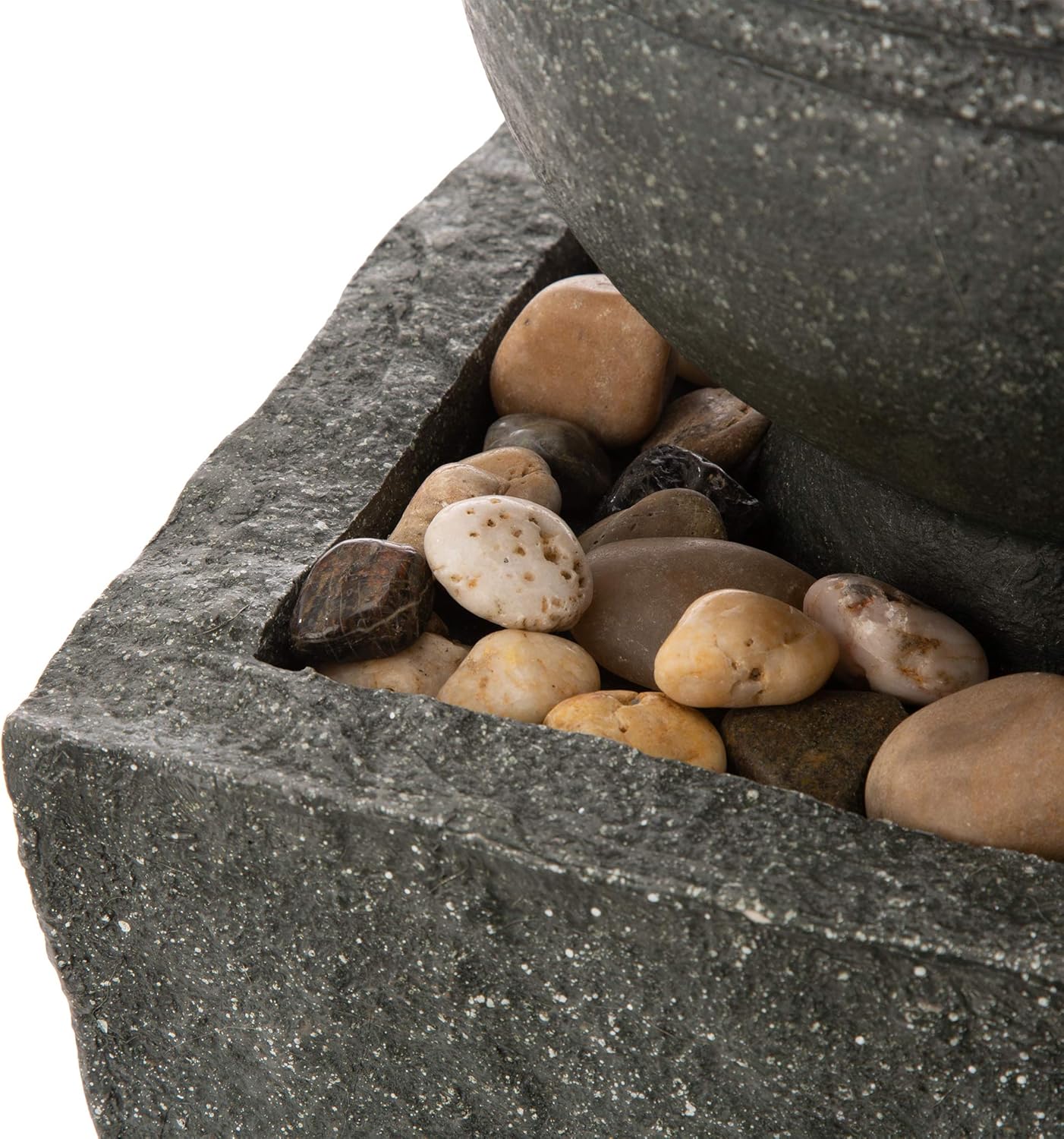 Glitzhome Patio Fountain Waterfall with LED Light Decorative Outdoor Fountain Pedestal Water Fountain with Submersible Pump Vintage Garden Waterfall Decor for Garden Patio Deck Porch, 31.69”H: Kitchen & Dining