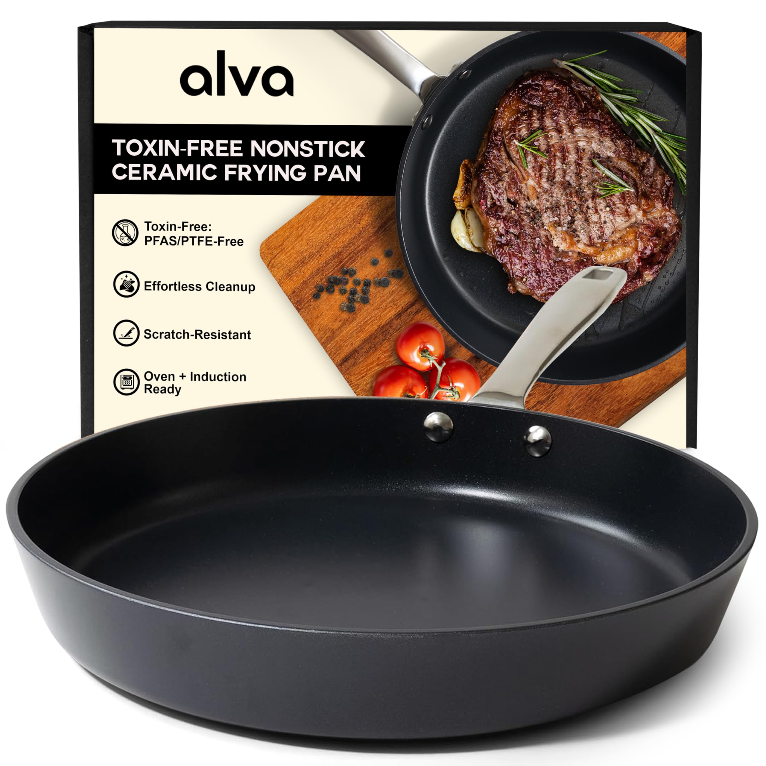 Photo 1 of Alva Maestro 8” Ceramic Nonstick Frying Pan – PFAS/PFOA/PTFE-Free, Healthy & Toxin-Free Cooking – Recycled Aluminum, Induction & Oven Safe, Superior Heat Distribution